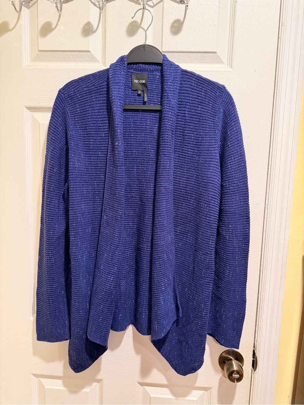 NIC+ZOE Open-Front Ribbed Cardigan in Royal Blue